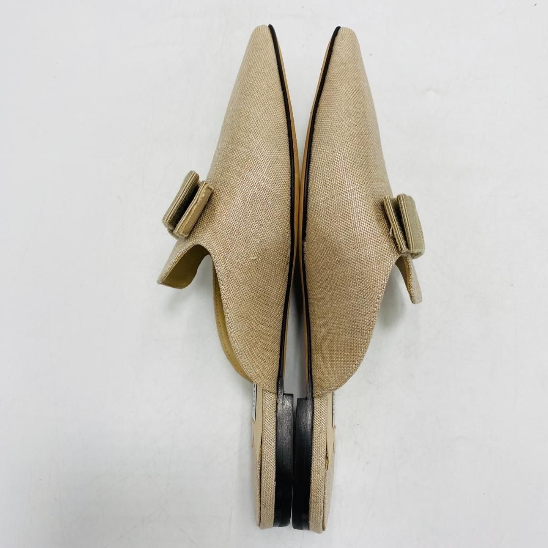 美品　JIMMY CHOO　ミュール　フラットサンダル　リボン　36　ベージュ 美品 JIMMY CHOO ミュール フラットサンダル リボン 36 ベージュ