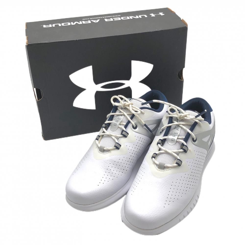 UNDER ARMOUR - 【未使用品】アンダーアーマー ゴルフシューズ 白×ネイビー スパイクレス 3023733-103 レディース 23.0 ゴルフウェア UNDER ARMOUR 未使用品】アンダーアーマー ゴルフシューズ 白×ネイビー