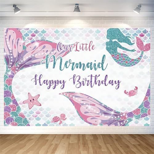 人魚姫 人魚姫 バースデー タペストリー 人魚姫 誕生日 飾り付け バースデー フォトポスター マーメイド 誕生日 写真背景 Happy Birthday パーティー タペストリー おしゃれ 誕生日 デコレーショ