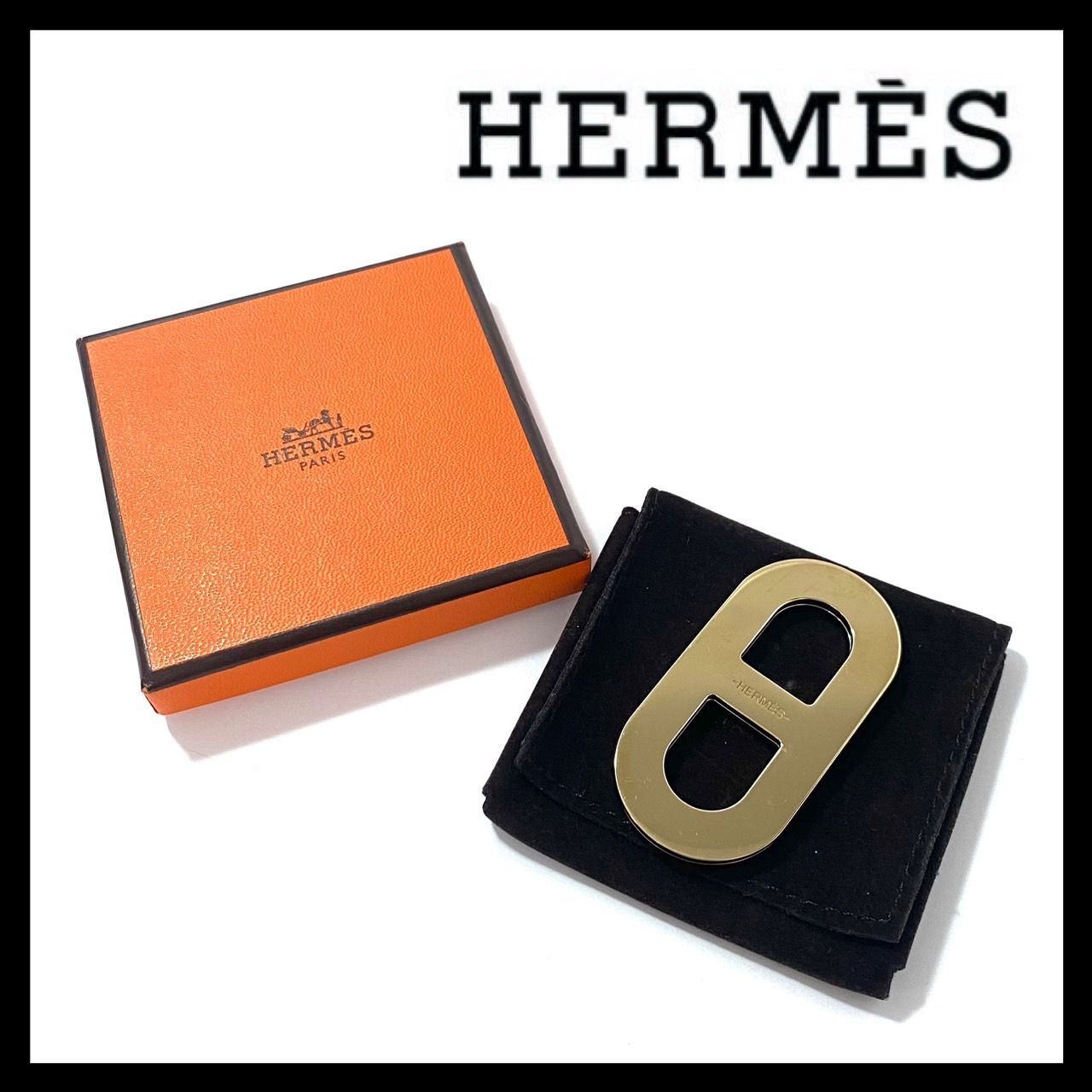 M【HERMES】シェーヌダンクル スカーフリング ゴールド シルバー