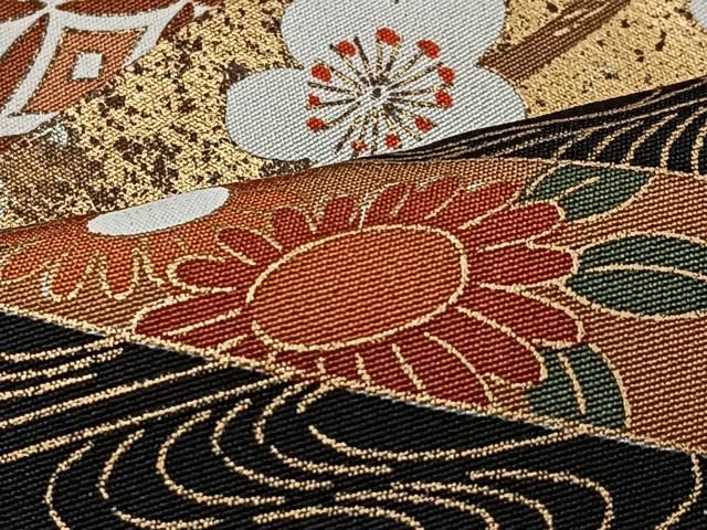 平和屋着物□豪華黒留袖 駒刺繍 扇面草花文 金彩 正絹 逸品 AAAV4149es