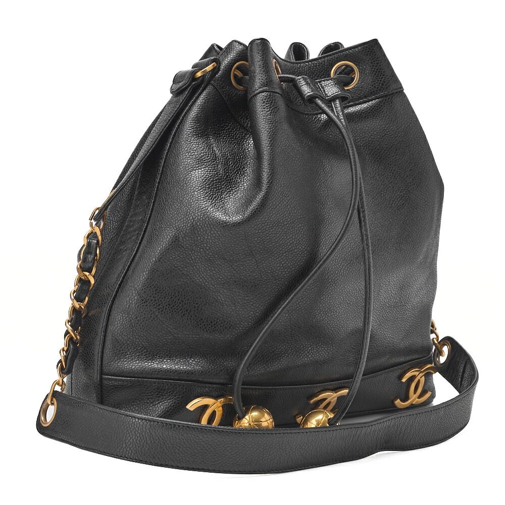 本物CHANELシャネルワンショルダーハンドバッグ黒ゴールド金具 CHANEL シャネル チェーンショルダーバッグ キャビアスキン
