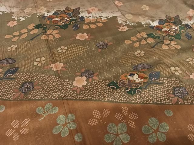 平和屋着物○極上 本場染大島紬 訪問着 舞桜 麻の葉文様 暈し染め 正絹