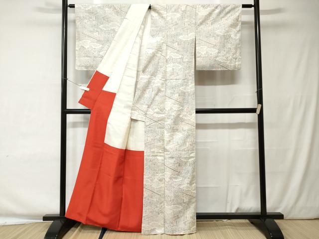 平和屋着物▽上質な紬　単衣　籬文　正絹　逸品　AABE0216jh 平和屋着物○上質な紬 単衣 霞文 正絹 逸品 BAAT9146yc