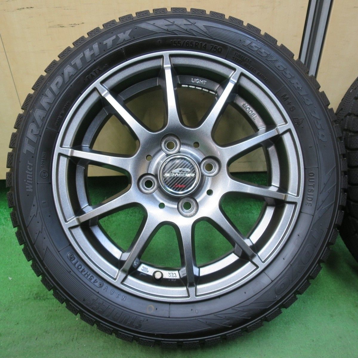 バリ溝 キレイ ほぼ10分 スタッドレス 155 65R14 トーヨー ウインター トランパス TX SCHNEIDER シュナイダー 14インチ PCD100 4H 5022409イス