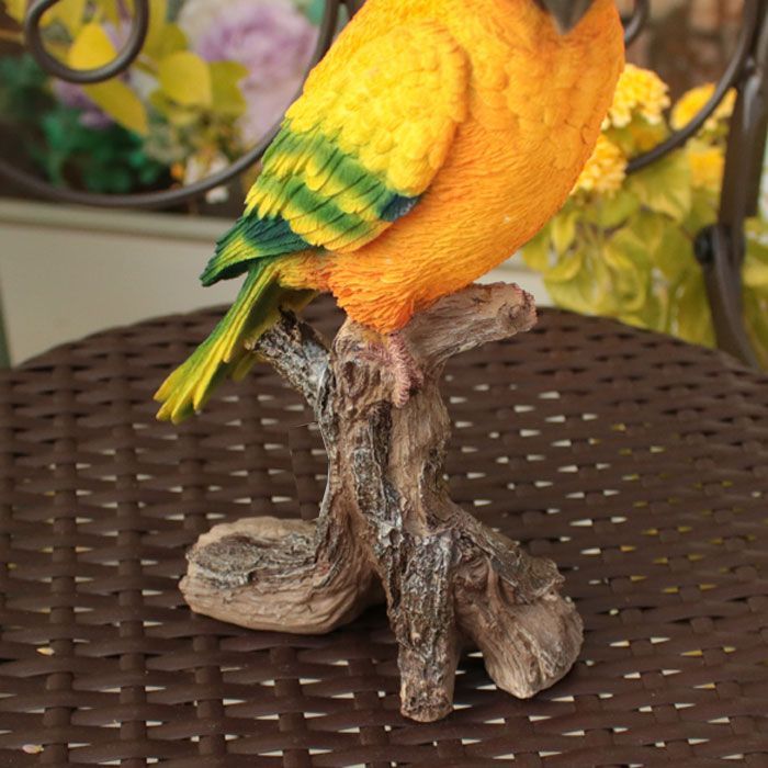 インコの置物 黄色 レジン製 イエロー 置物 オブジェ 小物 鳥 