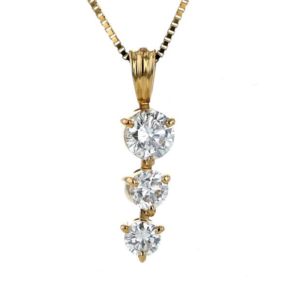 K18YG イエローゴールド ネックレス 3連 ダイヤモンド 1.133ct