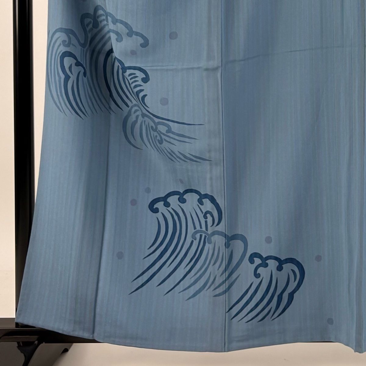 付下げ 身丈160cm 裄丈63.5cm S 単衣 縦縞 波 青灰色 正絹 秀品