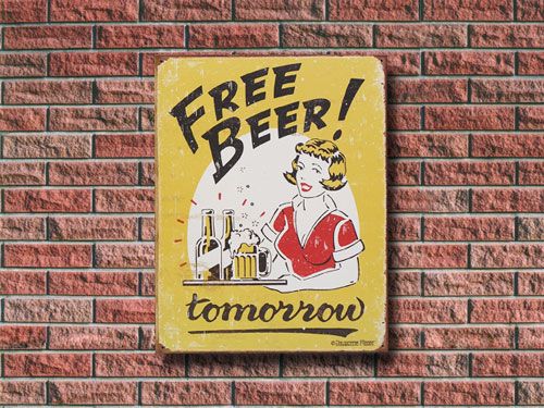 メタルサイン 「Moore - Free Beer! ムーア - フリービア！」 #1290 ブリキ看板 壁面 アメリカンレトロ バーインテリア アメリカ雑貨