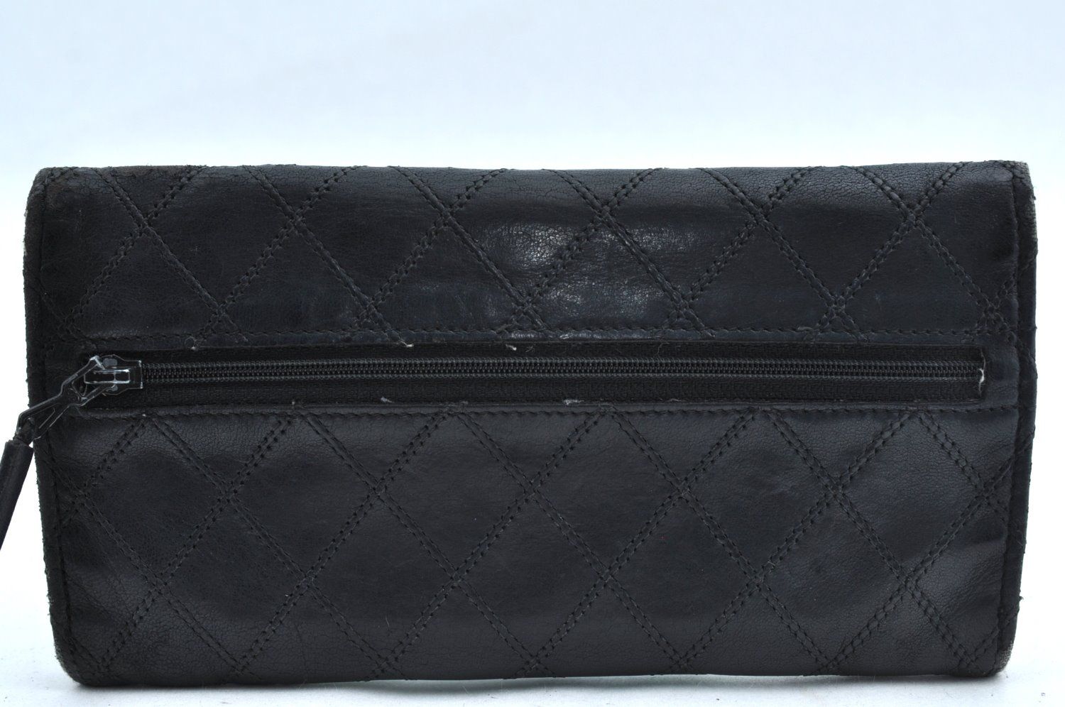 CHANEL シャネル ラムスキン マトラッセ 長財布 ブラック CC