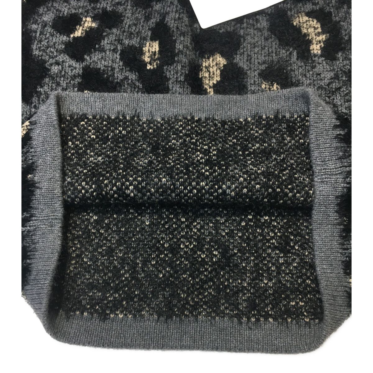 coco 未使用品 ミエコウエサコ MIEKO UESAKO レディース スカート 40(M) 黒×グレー ニット ヒョウ柄 カシミヤ混 未使用品 レディース ミエコウエサコ MIEKO UESAKO スカート 40