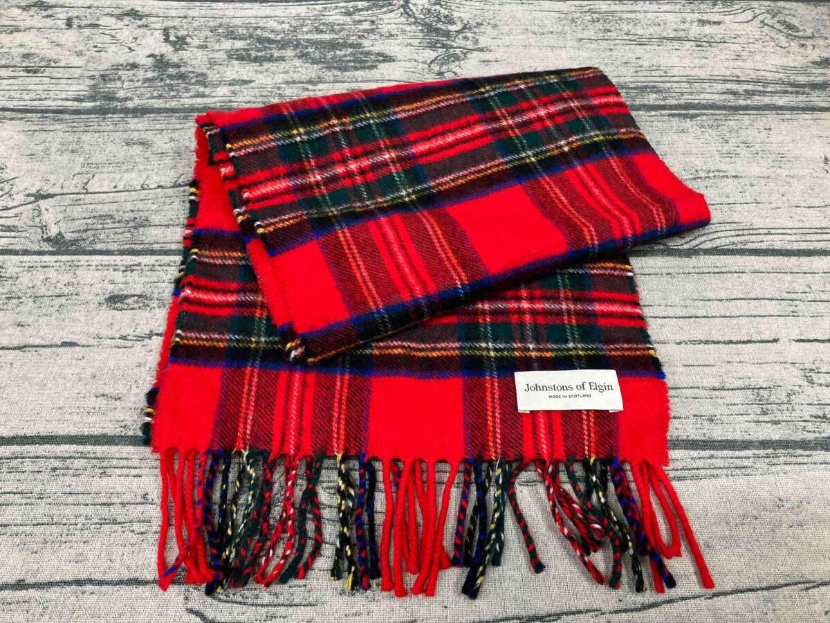 新品タグ付☆Johnstons of Elgin☆カシミヤ100% ショール 赤 johnstons of elgin ジョンストンズ オブ エルガン カシミヤ100