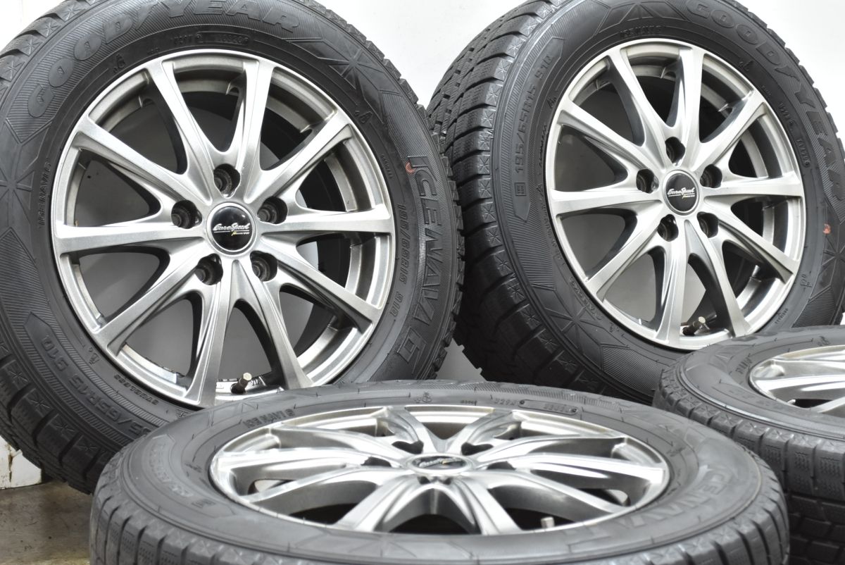 ノア ヴォクシーなどに ユーロスピード 15in 6J 52 PCD114.3 グッドイヤー アイスナビ6 195 65R15 ステップワゴン プレマシー
