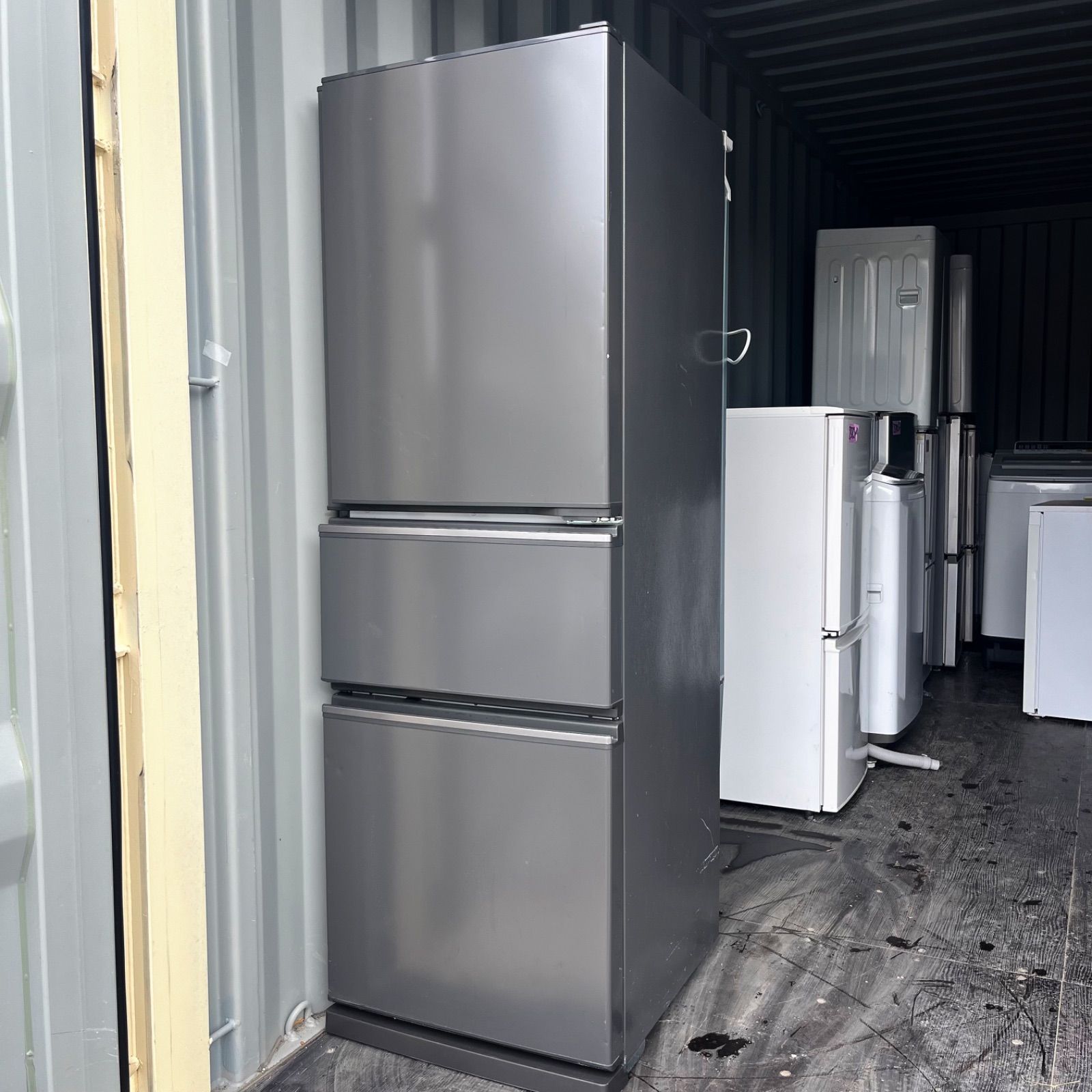 3取付無料 三菱マットチャコールおしゃれインテリアスリム3ドア冷蔵庫 洗濯機