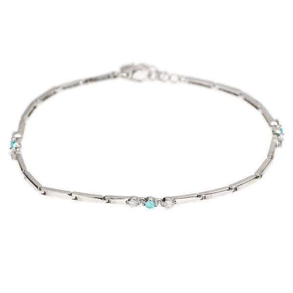K18WG パライバトルマリン ダイヤモンド ブレスレット 0.125ct