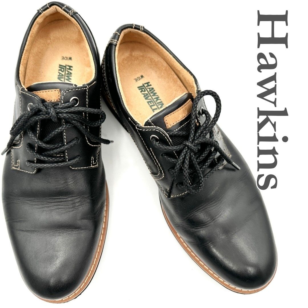 新品級 Hawkins トラベラー 革靴 本革 防水 撥水 ブラック 1077T