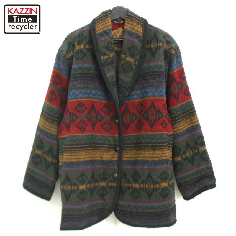 80s USA製 vintage WOOLRICH ネイティブ柄 ボーダー ショール