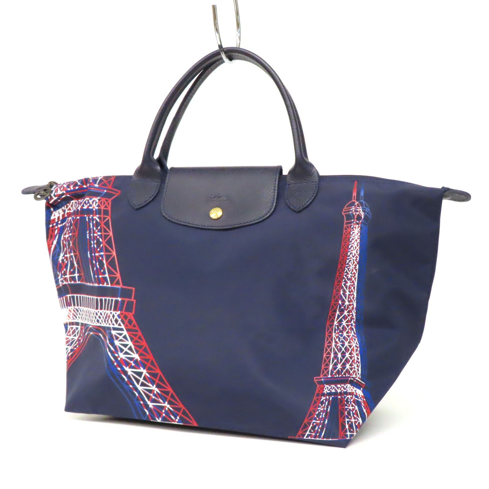 ロンシャン　建国記念限定　 折り畳みトートナイロンバッグ　ネイビー　トレパリ OF25091 美品 LONGCHAMP ロンシャン パリ限定 ルプリアージュ