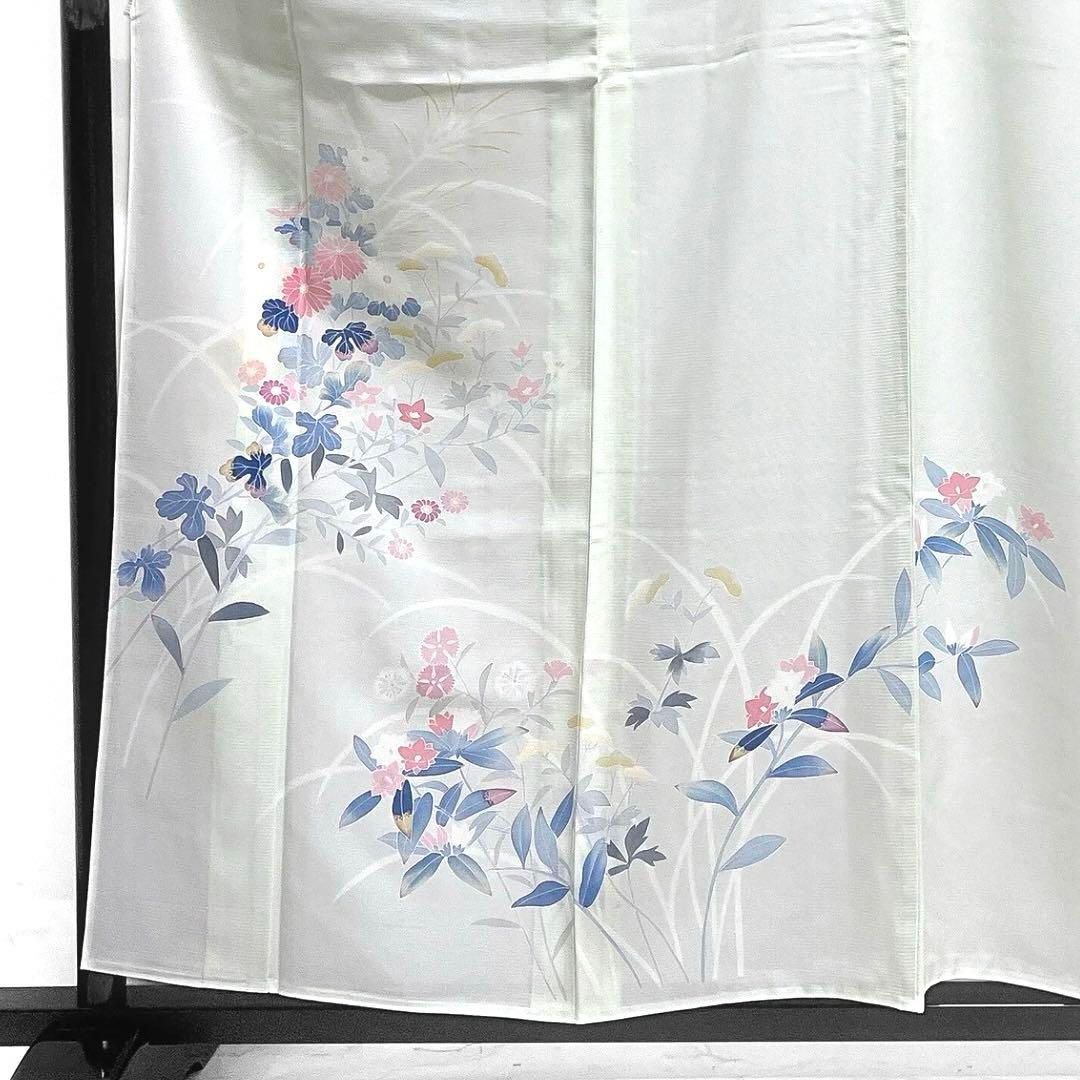 訪問着　夏用　絽　京加賀友禅　菊　桔梗　撫子　芝草　着物　042a d 訪問着 夏用 絽 京加賀友禅 菊 桔梗 撫子 芝草 着物 042a d