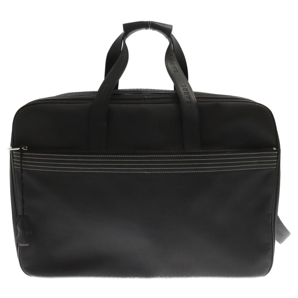 LOEWE (ロエベ) レザー 総柄 トラベルバッグ 旅行カバン ブラック ショルダー付き A21-5841