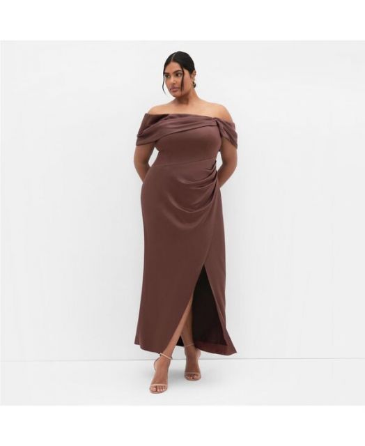 送料無料 シティーシック レディース ワンピース トップス Plus Size Paloma Off Shoulder Maxi Dress Raisin