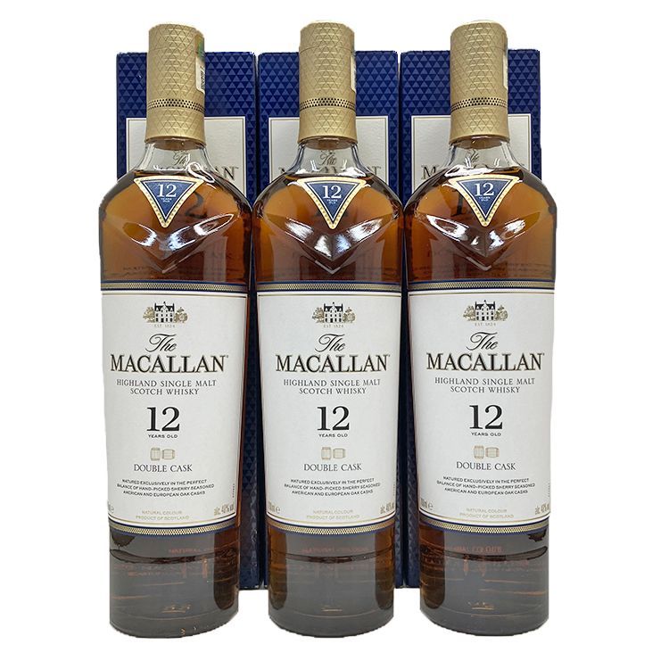 The MACALLAN 12Year DOUBLE CASK ザ・マッカラン 12年 ダブルカスク 洋酒 ウイスキー ハイランド シングルモルト  スコッチウイスキー 3本セット 未開栓 700ml 40% - メルカリ