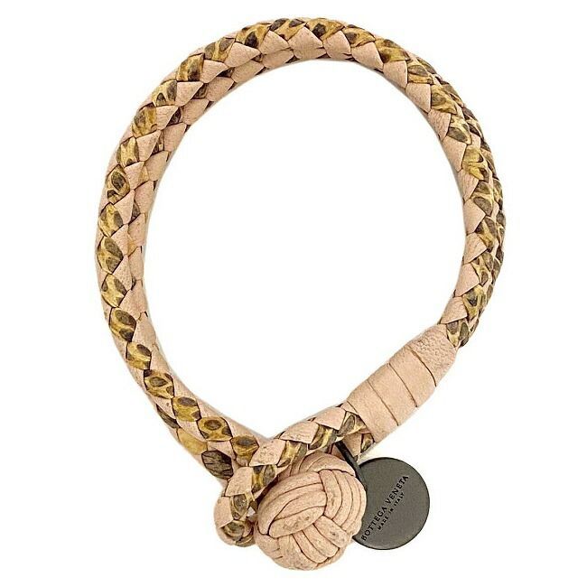 BOTTEGA VENETA イントレチャート レザーブレスレット パイソン ボッテガヴェネタ ブレスレット ライトピンク パイソン柄