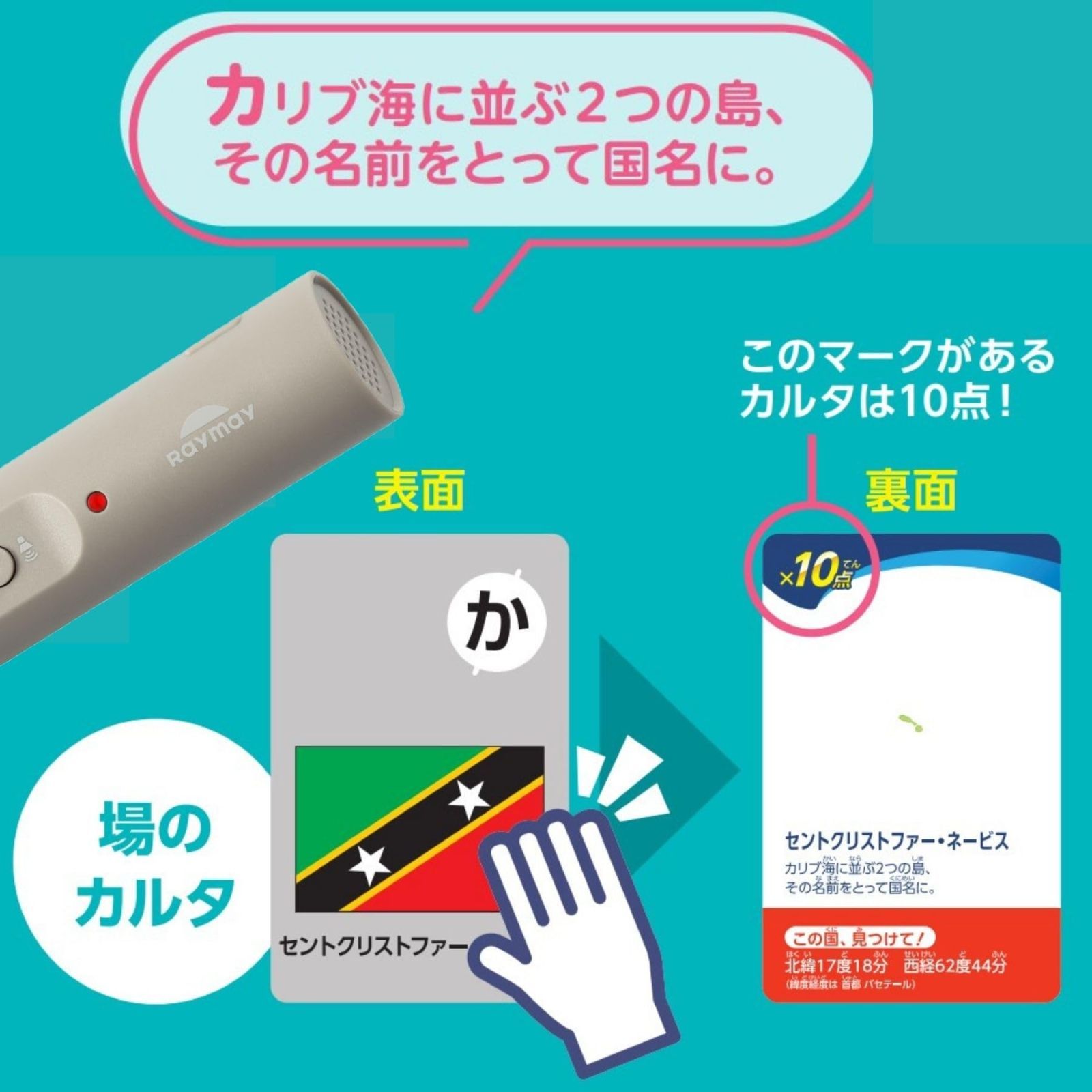 しゃべる国旗付き地球儀＆カルタ 20cm球