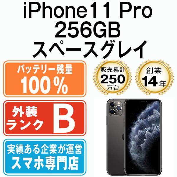 バッテリー100% 【中古】 iPhone11 Pro 256GB スペースグレイ SIM ...