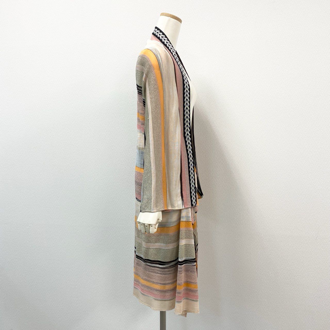 【MISSONI】ニットカーディガン　総柄　イタリア製　マルチカラー　グレー　L MISSONI】ニットカーディガン 総柄 イタリア製 マルチカラー