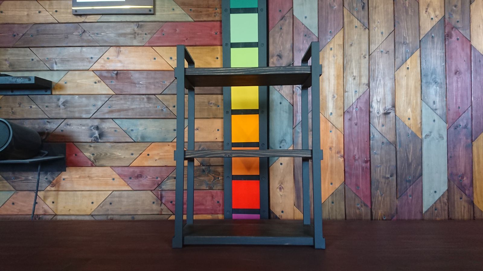 マットブラックでアイアンな3段オープンシェルフ♪ 153×362×493mm 日