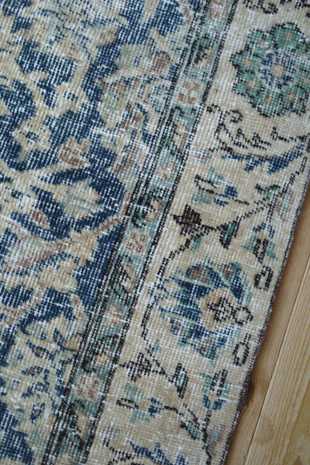 ほんとにお得！ トルコ ヴィンテージラグ ブルー 総柄フローラル 今すぐ検索！