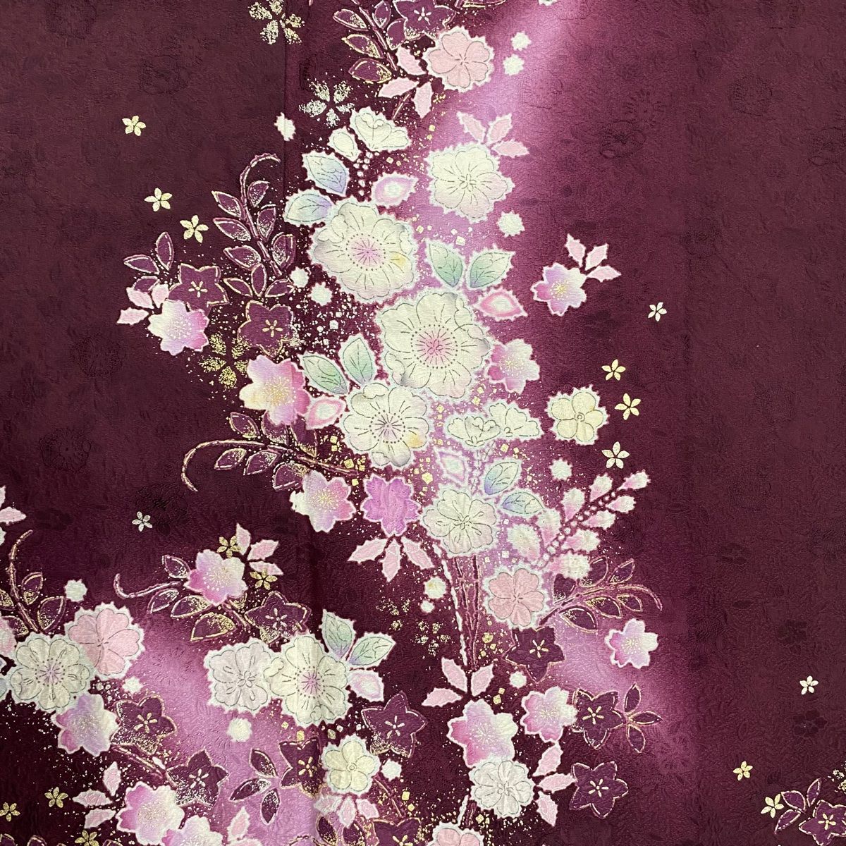 付下げ 身丈171cm 裄丈69.5cm L 袷 翠山工房 やまと 落款 草花 地紋  