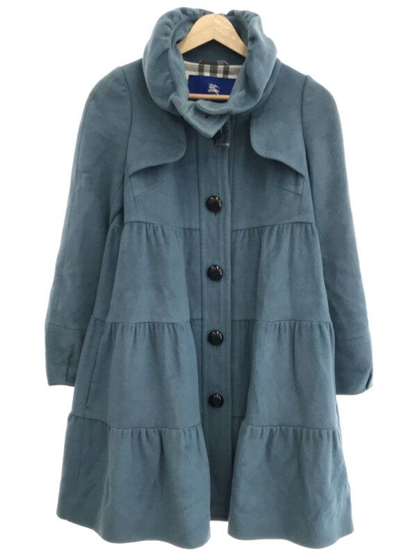 バーバリーブルーレーベル　BURBERRY アンゴラ　フレアロングコート 美品✨バーバリーブルーレーベル ロングコート36 アンゴラ混