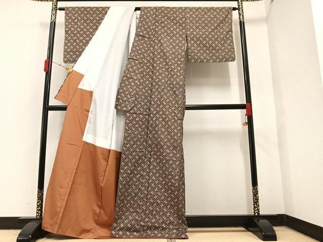 平和屋着物○本場大島紬 割込絣 抽象文様 正絹 逸品 AAAY5984ph