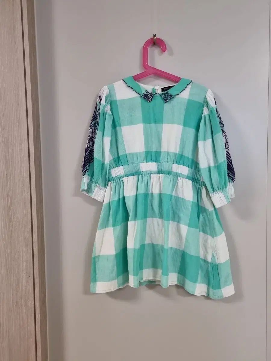 bonjour ボンジュール 日記 チェック エンブロイダリー ワンピース