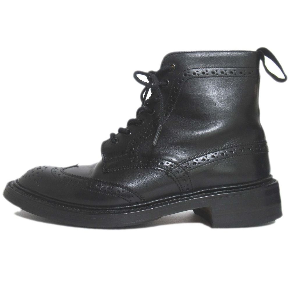 Tricker s トリッカーズ レザー ウィングチップ レースアップ カントリーブーツ 5180 サイズ5.5 約24.5cm ブラック レディース 古着