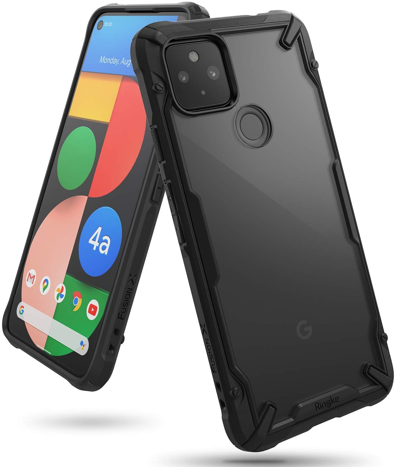 スマホケース 米軍MIL規格取得 滑り止め スマホカバー 耐衝撃 落下防止 ピクセル 耐黄変 黄ばみにくい 4a 4a (ストラップホールあり) TPU+PC FUSION-X - ケース Pixel Black 【Ringke】Google