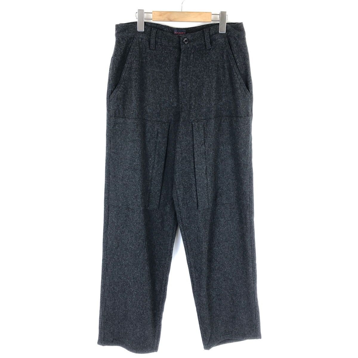 【古着】 TOMMY HILFIGER トミー・ヒルフィガー ウールパンツ ヘビーウール グレー系 メンズW30 【中古】 n032616