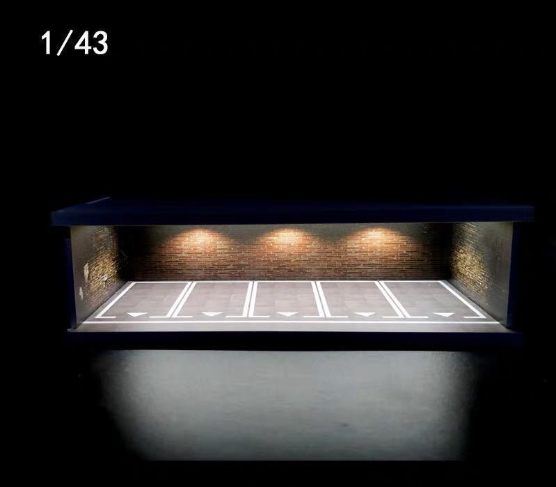 1|43 模型 ガレージ ミニチュア ミニカー等 ディスプレイ LED電装付きジオラマ ケース