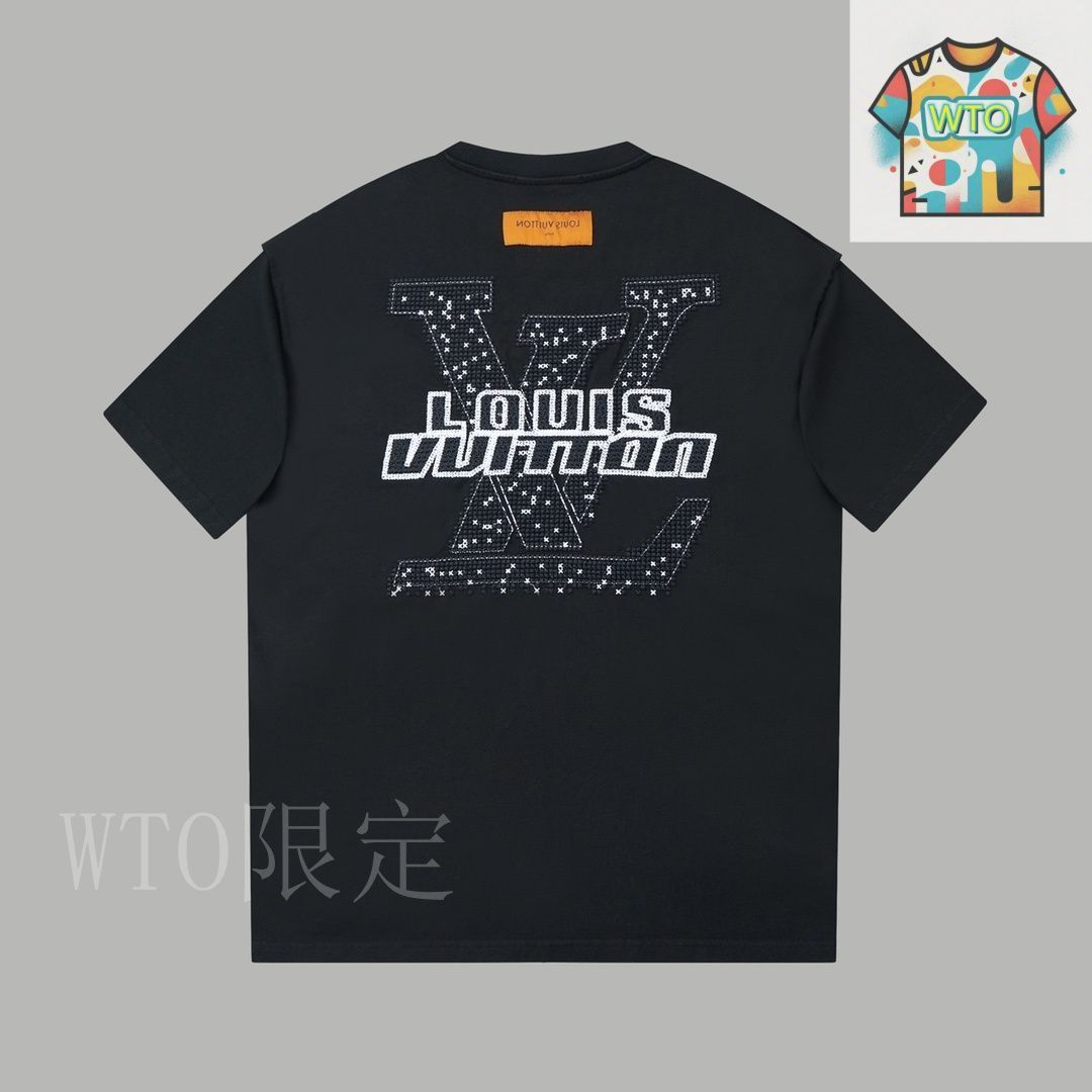 今日特価】1V 25SS 水溶?刺繍 LV Logo T シャツ-WTO輸入-ZXV58