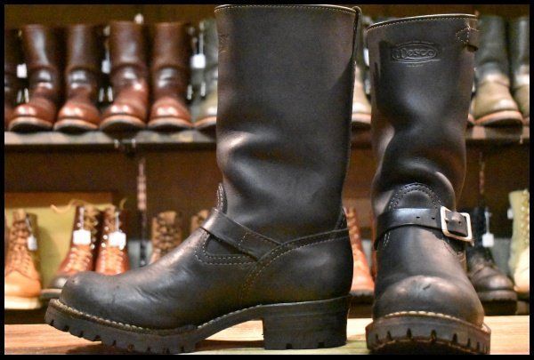 8.5D 16年 WESCO ウエスコ カスタムボス ブラック 黒 ビブラム100シングル エンジニア スチールトゥ BOSS ブーツ HOPESMORE FI396