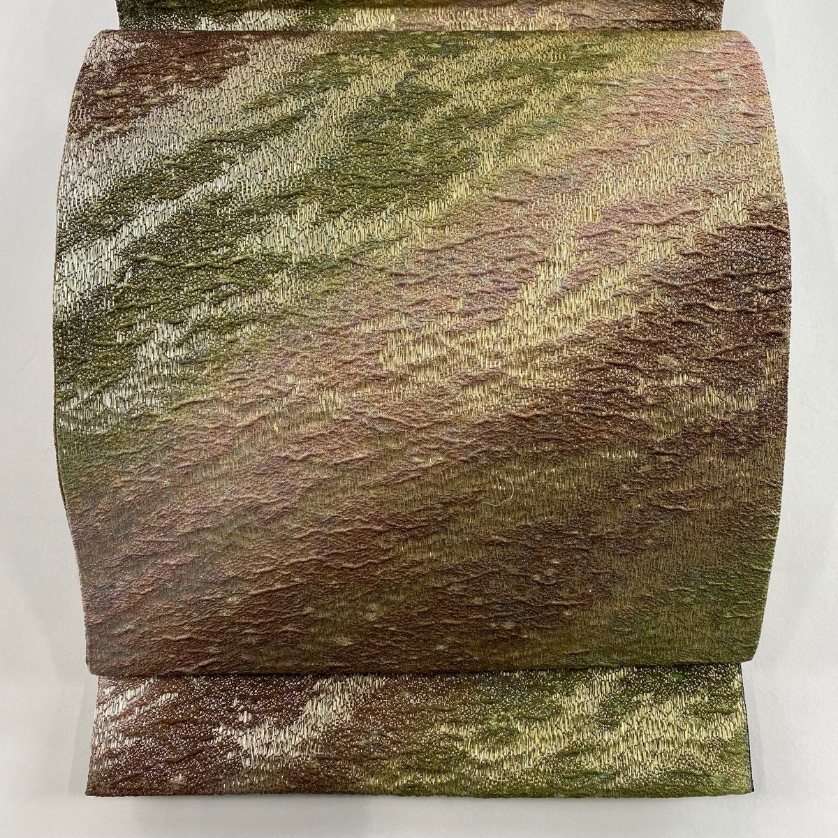 袋帯 秀品 霞 金銀糸 小豆色 全通 正絹