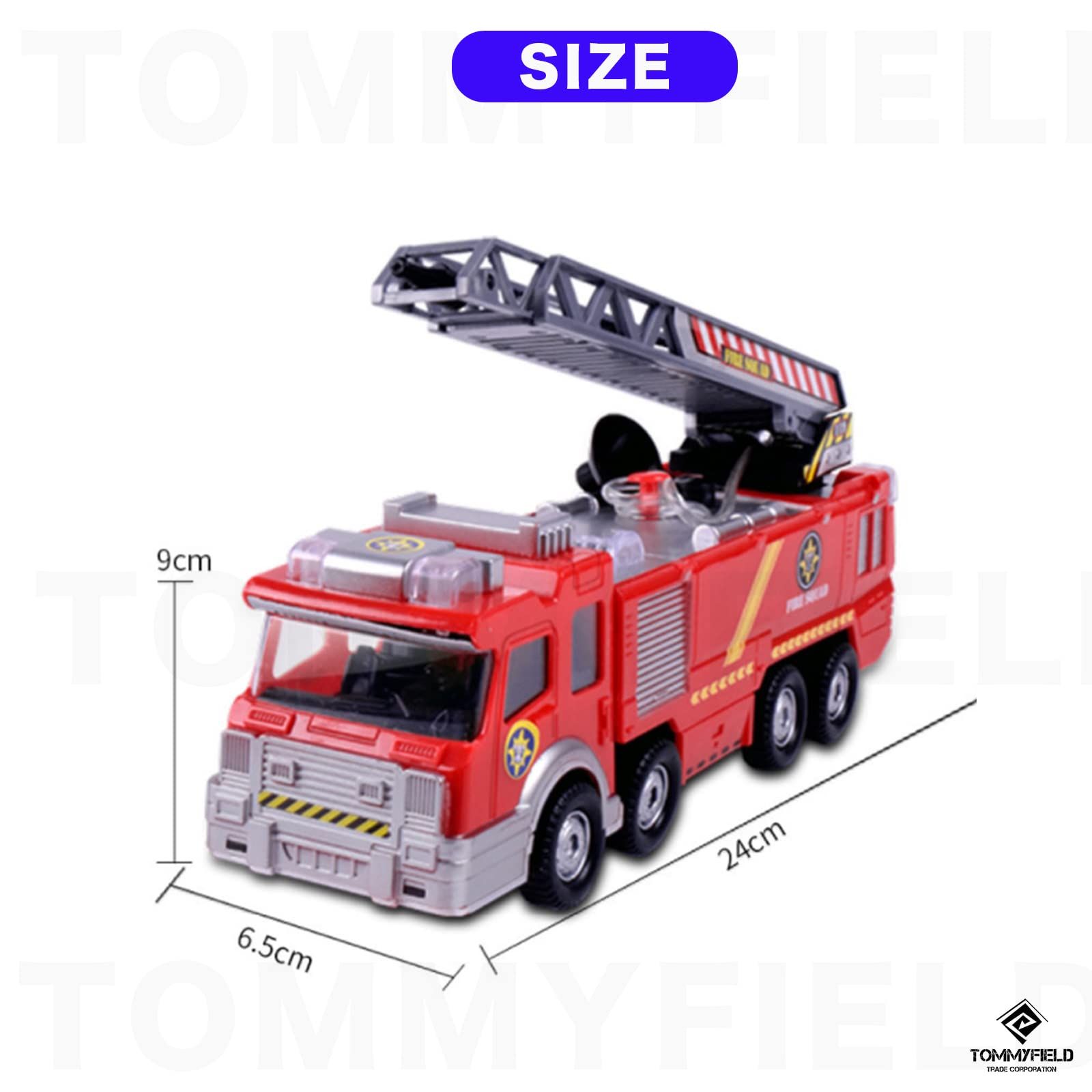 TOMMYFIELD はしご車 消防車 おもちゃ サイレン 音が鳴る 玩具 大きい