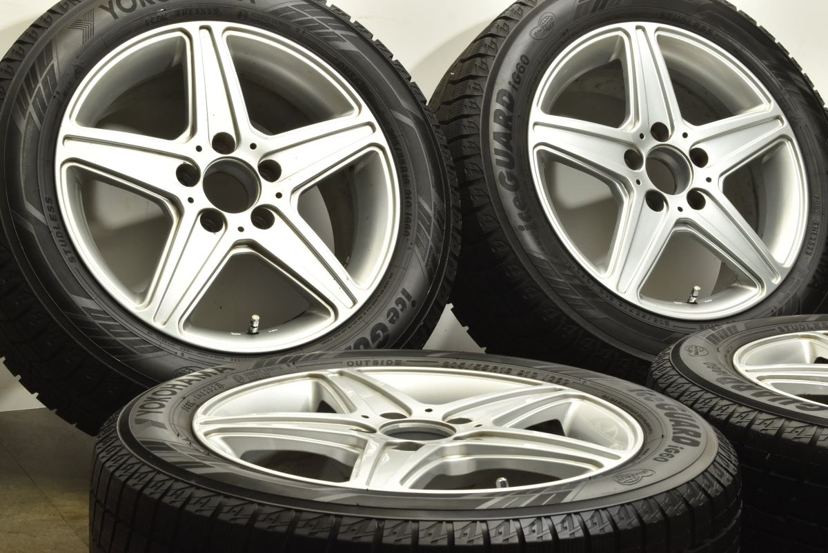 バリ溝 スタッドレスタイヤ付 AGA 16in 7J 45 PCD112 ヨコハマ アイスガード IG60 205 55R16 ベンツ Aクラス Bクラス Cクラス