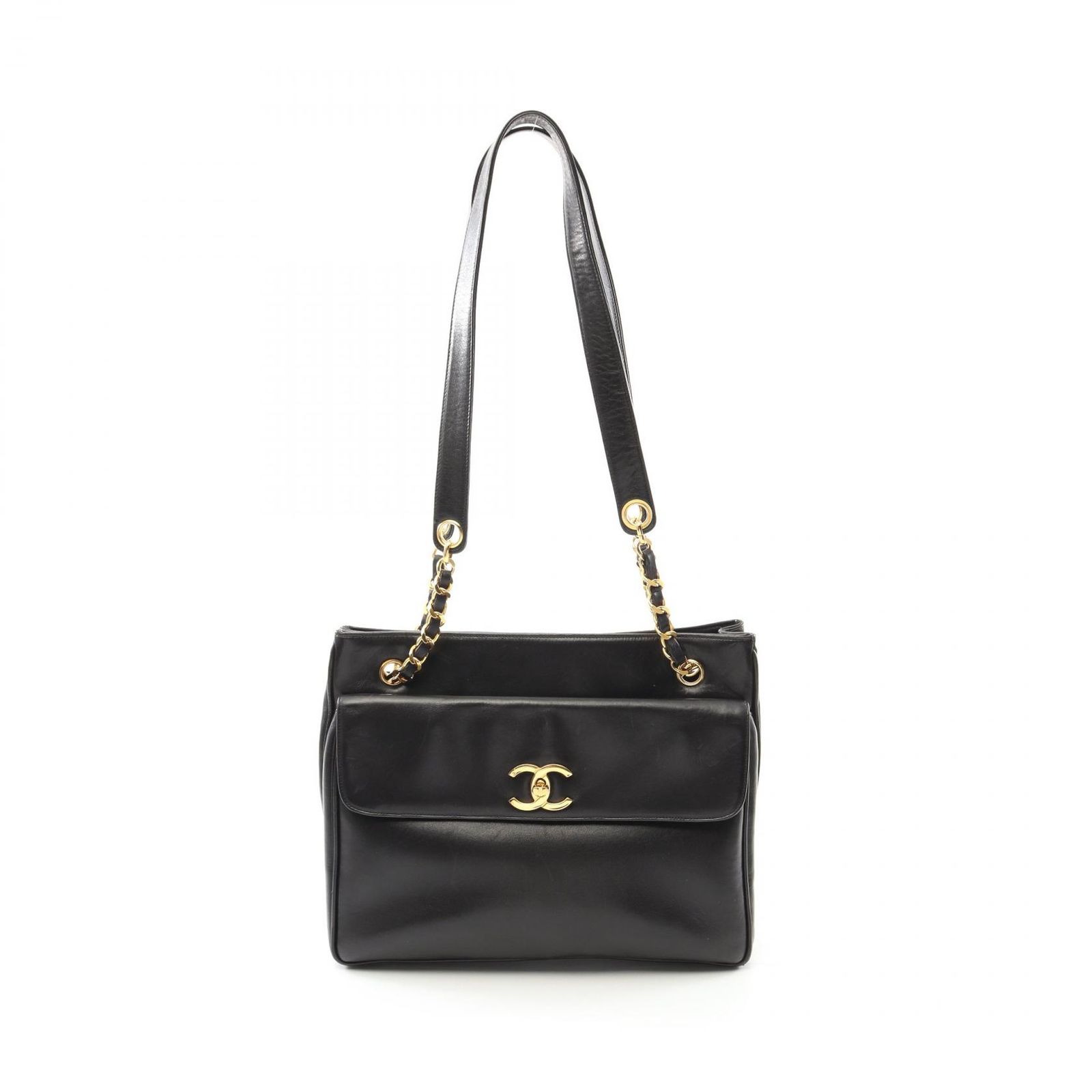 シャネル CHANEL トートバッグ ココマーク ブラック ラムスキン 羊革 ココマーク ショルダートート レディース Used A
