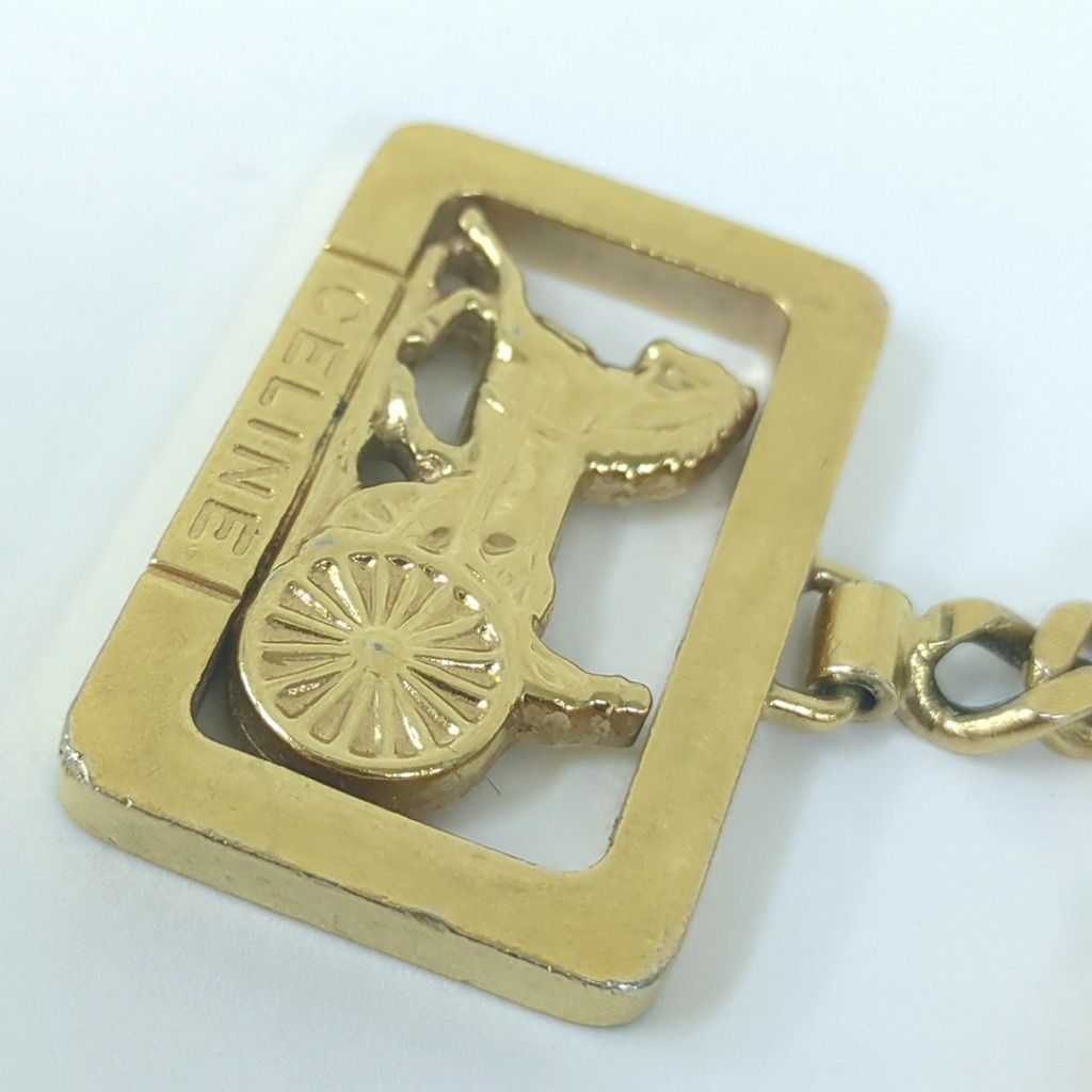 セリーヌ ヴィンテージ 馬車キーホルダー キーリング ゴールド