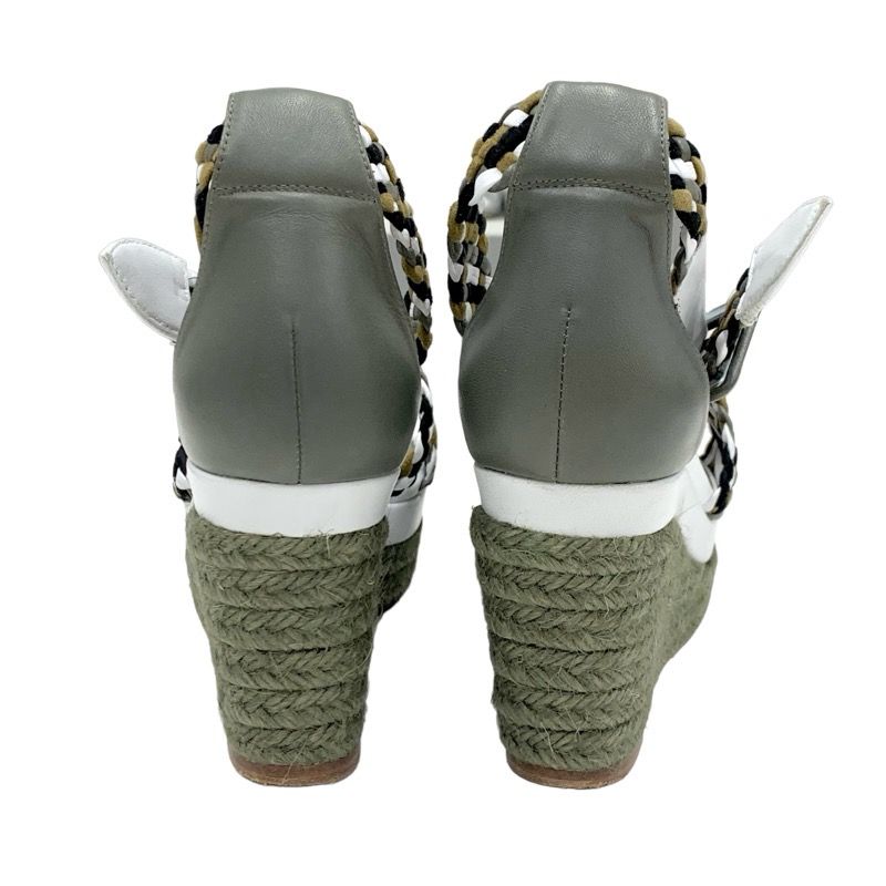 エルメス HERMES イネス サンダル 靴 シューズ レザー スエード カーキ  