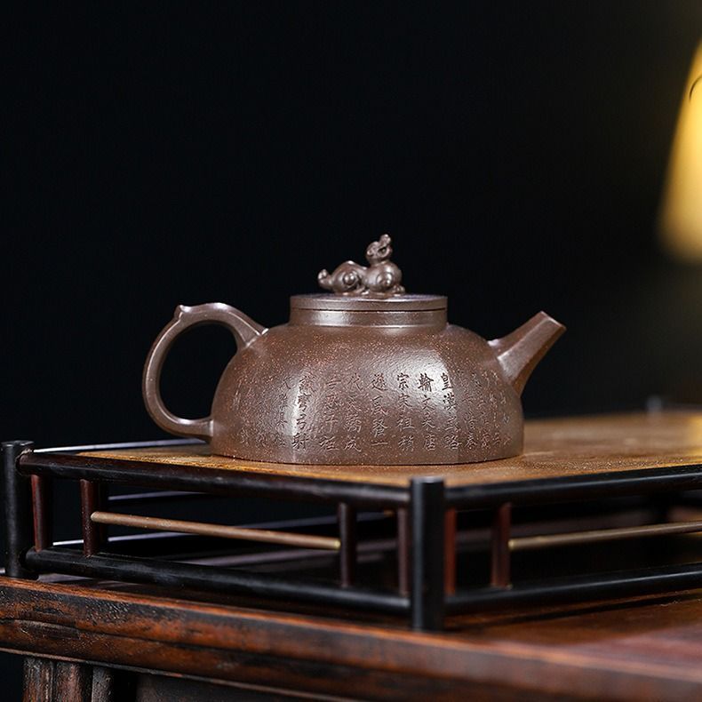 茶壷 急須 紫砂壺 ティーポット 常滑焼 紫砂茶器 唐物紫泥急須 紫砂壺急須 煎茶器 茶道具 手作り 手描き急須 細工 朱泥紫砂 在銘 zsh48 9116