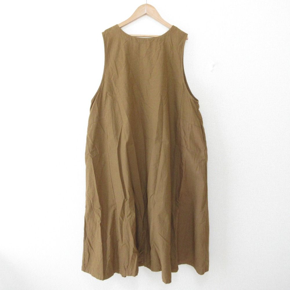 22AW nest Robe ネストローブ バックサテン ノースリーブワンピース ロングドレス 01224-1280 F キャメル ブラウン レディース 古着